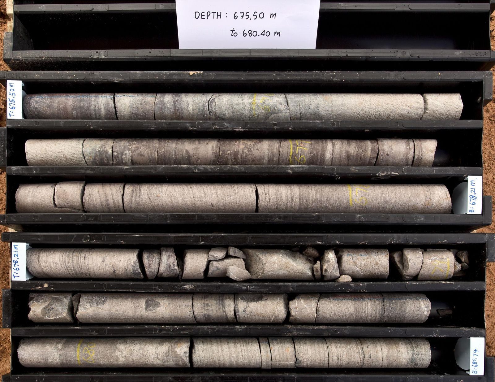 Geological core samples from subsurface exploration