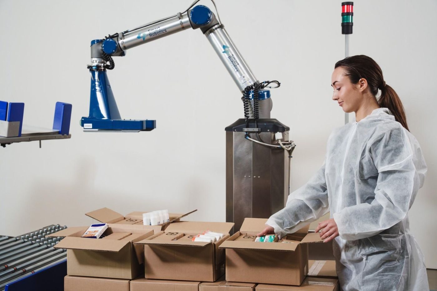 Cobot working alongside human operator