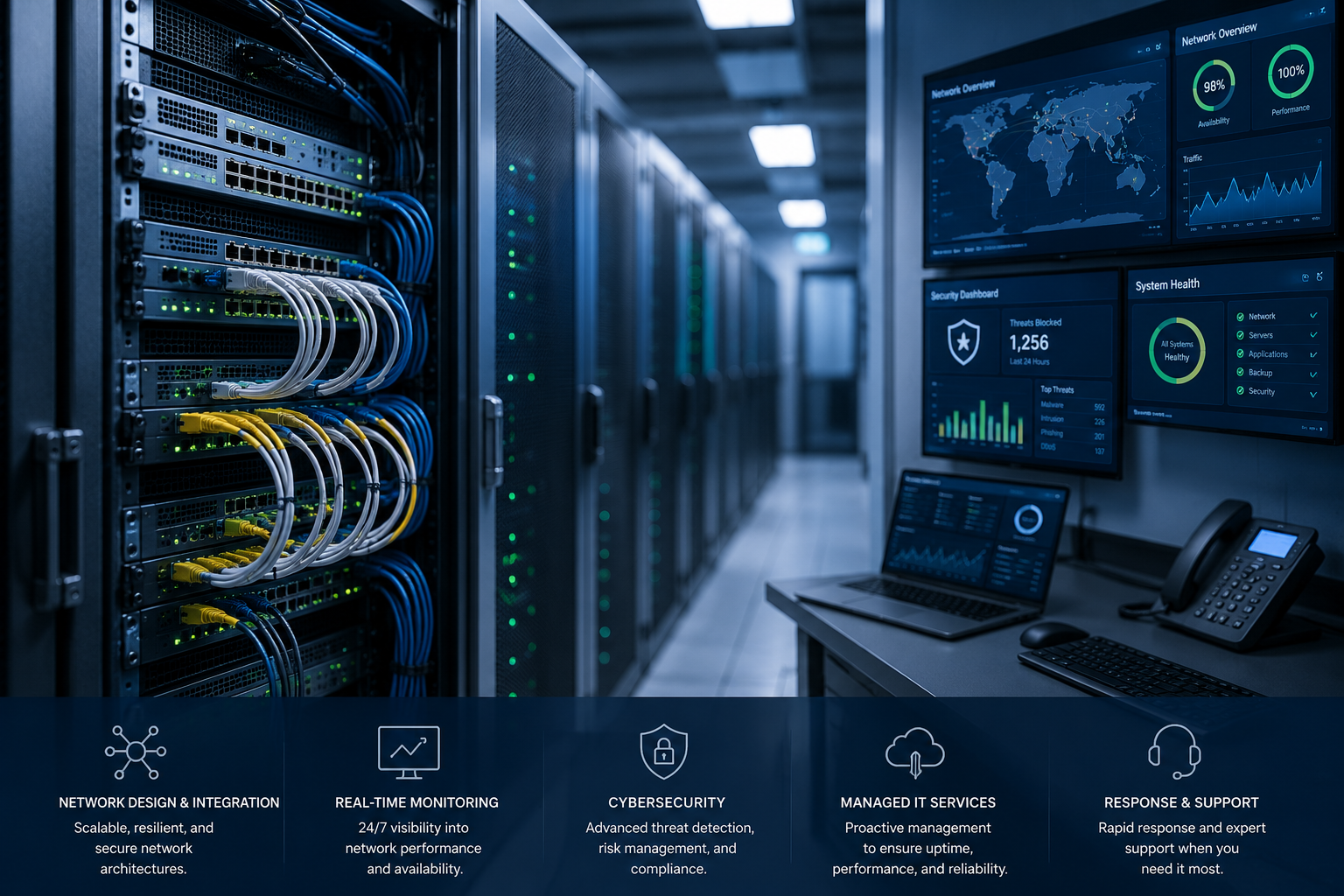 Network Integration, Monitoring & Security operations dashboard